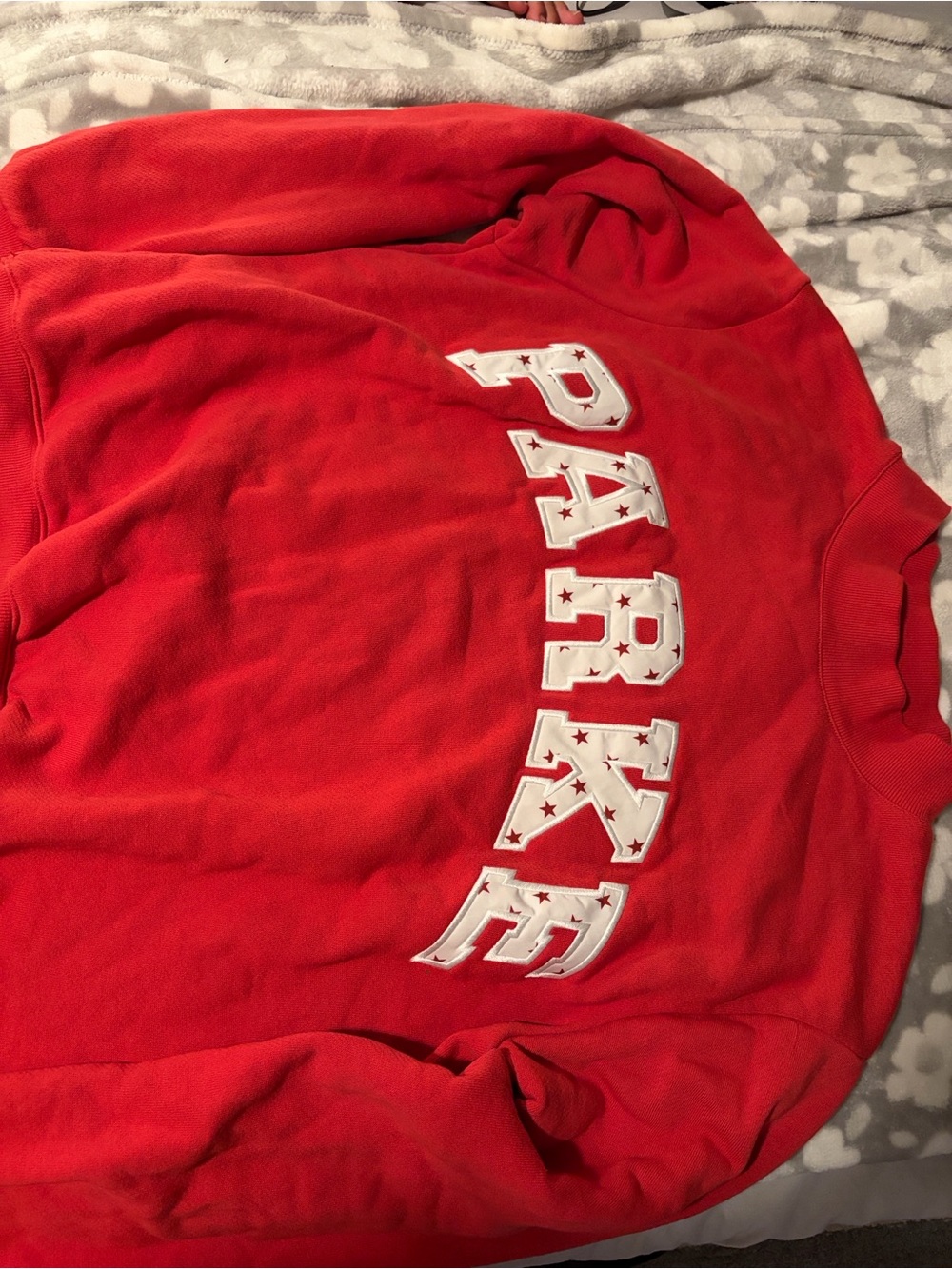 Red Crewneck Sweatshirt with 'PARKe' Lettering